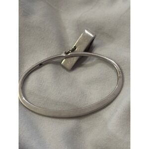 Vintage SWANK Mens Oval Link Tie Bar Clip Silver Tone Classic Formal Accessory